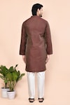 Shop_Arihant Rai Sinha_Brown Cotton Jacquard Flower Butti Pattern Kurta_at_Aza_Fashions