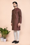 Shop_Arihant Rai Sinha_Brown Cotton Jacquard Flower Butti Pattern Kurta_Online_at_Aza_Fashions