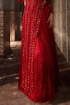 Shop_Nidhika Shekhar_Red Georgette Surkh Jalsaa Dupatta Attached Blouse With Lehenga _Online_at_Aza_Fashions