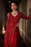 Nidhika Shekhar_Red Georgette Surkh Jalsaa Dupatta Attached Blouse With Lehenga _at_Aza_Fashions