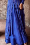 Shop_Nidhika Shekhar_Blue Crepe Utsav Chamakate Sitaare Sequin Cape Lehenga Set _Online_at_Aza_Fashions