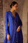 Shop_Nidhika Shekhar_Blue Crepe Utsav Chamakate Sitaare Sequin Cape Lehenga Set _at_Aza_Fashions