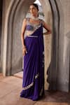 Nidhika Shekhar_Purple Silk Embroidered Sequin Ullas Border Pre-draped Saree Set _Online_at_Aza_Fashions
