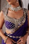 Buy_Nidhika Shekhar_Purple Silk Embroidered Sequin Ullas Border Pre-draped Saree Set _Online_at_Aza_Fashions