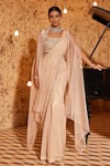 Buy_Nidhika Shekhar_Pink Organza Embroidered Sequin Subh Shree Utsav Textured Pre-draped Saree Set _at_Aza_Fashions