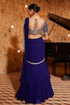 Shop_Nidhika Shekhar_Purple Silk Barkha Draped Tiered Mermaid Saree With Blouse _at_Aza_Fashions