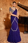 Nidhika Shekhar_Purple Silk Barkha Draped Tiered Mermaid Saree With Blouse _Online_at_Aza_Fashions