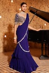 Buy_Nidhika Shekhar_Purple Silk Barkha Draped Tiered Mermaid Saree With Blouse _Online_at_Aza_Fashions