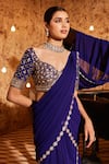 Shop_Nidhika Shekhar_Purple Silk Barkha Draped Tiered Mermaid Saree With Blouse _Online_at_Aza_Fashions