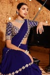 Nidhika Shekhar_Purple Silk Barkha Draped Tiered Mermaid Saree With Blouse _at_Aza_Fashions