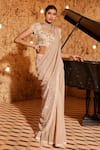 Nidhika Shekhar_Pink Organza Jhilmil Jalsaa Embellished Pre-draped Saree With Blouse _Online_at_Aza_Fashions