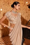 Buy_Nidhika Shekhar_Pink Organza Jhilmil Jalsaa Embellished Pre-draped Saree With Blouse _Online_at_Aza_Fashions