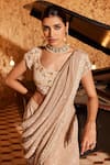 Shop_Nidhika Shekhar_Pink Organza Jhilmil Jalsaa Embellished Pre-draped Saree With Blouse _Online_at_Aza_Fashions