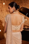 Nidhika Shekhar_Pink Organza Jhilmil Jalsaa Embellished Pre-draped Saree With Blouse _at_Aza_Fashions