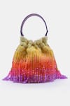 Buy_VERSUHZ_Yellow Crystals Fringe Ombre Potli Bag _at_Aza_Fashions