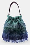 Buy_VERSUHZ_Green Crystals Jade Fringe Ombre Potli Bag _at_Aza_Fashions