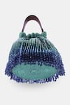 Shop_VERSUHZ_Green Crystals Jade Fringe Ombre Potli Bag _at_Aza_Fashions