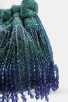 VERSUHZ_Green Crystals Jade Fringe Ombre Potli Bag _Online_at_Aza_Fashions