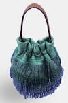 Buy_VERSUHZ_Green Crystals Jade Fringe Ombre Potli Bag _Online_at_Aza_Fashions