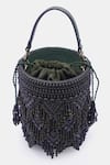 Buy_VERSUHZ_Green Beads Chevron Embellished Potli Bucket Bag _Online_at_Aza_Fashions