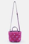 Buy_VERSUHZ_Pink Crystals 3d Orchid Glass Embellished Mini Tote Bag _at_Aza_Fashions