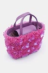 Buy_VERSUHZ_Pink Crystals 3d Orchid Glass Embellished Mini Tote Bag _Online_at_Aza_Fashions