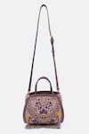 Shop_VERSUHZ_Beige Beads The Poppy Floral Mini Tote Bag _at_Aza_Fashions