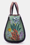 Shop_VERSUHZ_Green Sequin Gardenia Beaded Embellished Mini Tote Bag _Online_at_Aza_Fashions