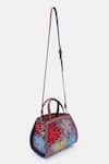 VERSUHZ_Blue Sequin Flora Embellished Mini Tote Bag _at_Aza_Fashions