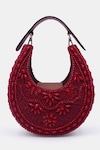 VERSUHZ_Maroon Beads Moroccan Geo Stone And Embellished Clutch Bag_Online_at_Aza_Fashions