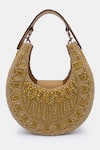 VERSUHZ_Yellow Acrylic Stone The New Moon Crystal Embellished Mini Crossbody Bag _Online_at_Aza_Fashions