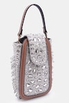 VERSUHZ_Grey Resin Stone Embellished Waistbelt Bag_at_Aza_Fashions