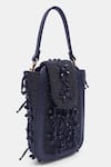 Shop_VERSUHZ_Black Bead Geometric Dangling Hand Embroidered Belt Bag _Online_at_Aza_Fashions