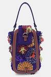 Shop_VERSUHZ_Purple Bead Viola Embellished Waist Belt Bag _at_Aza_Fashions