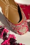 Shop_Pixie Pearlz_Magenta Dori Gul And Sequin Embroidered Juttis _at_Aza_Fashions