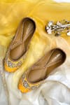 Buy_Pixie Pearlz_Yellow Flower Nora Embroidered Juttis_at_Aza_Fashions