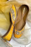 Pixie Pearlz_Yellow Flower Nora Embroidered Juttis_Online_at_Aza_Fashions