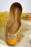 Shop_Pixie Pearlz_Yellow Flower Nora Embroidered Juttis_Online_at_Aza_Fashions