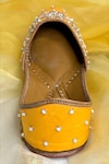 Pixie Pearlz_Yellow Flower Nora Embroidered Juttis_at_Aza_Fashions