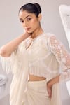 Jade By Ashima_Off White Pre-draped Saree And Blouse Organza Audrey Set With Jacket  _at_Aza_Fashions