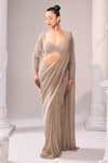 Buy_Jade By Ashima_Gold Saree Italian Embroidery Pearl Glits Metallic With Blouse  _Online_at_Aza_Fashions