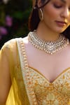 Buy_Shyam Narayan Prasad_Yellow Raw Silk Embroidered Zari Sweetheart Lehenga Set With Belt _Online_at_Aza_Fashions