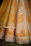 Shop_Shyam Narayan Prasad_Yellow Raw Silk Embroidered Zari Sweetheart Lehenga Set With Belt _Online_at_Aza_Fashions