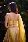 Buy_Shyam Narayan Prasad_Yellow Raw Silk Embroidered Zari Sweetheart Lehenga Set With Belt 