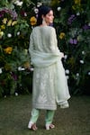 Shop_Shyam Narayan Prasad_Green Silk Chanderi Patchwork Embroidered Floral Round Kurta Pant Set _at_Aza_Fashions