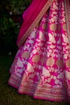Shyam Narayan Prasad_Fuchsia Lehenga And Blouse Raw Silk Patchwork Embroidered Floral Set _Online_at_Aza_Fashions