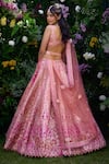 Shop_Shyam Narayan Prasad_Peach Raw Silk Applique Embroidered Gota Sweetheart Blouse Lehenga Set _at_Aza_Fashions
