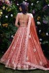 Shop_Shyam Narayan Prasad_Orange Raw Silk Embroidered Gota Sweetheart Thread Blouse Lehenga Set _at_Aza_Fashions