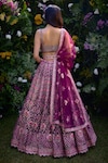 Shop_Shyam Narayan Prasad_Purple Raw Silk Embroidered Gota Sweetheart And Thread Blouse Lehenga Set _at_Aza_Fashions