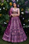 Shyam Narayan Prasad_Purple Raw Silk Embroidered Gota And Thread Blouse Lehenga Set _Online_at_Aza_Fashions